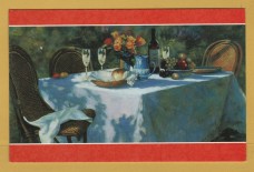 `Food Table Still Life - Unknown Artist` - Postally Unused - Harlequin Enterprises Postcard.