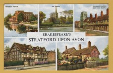 `Shakespeare`s Stratford-upon-Avon - Multiview` - Salmon Water Colour Series - Postally Unused - J.Salmon Postcard.