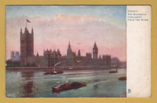 `London - `London, The Houses of Parliament from the River` - Oilette - 7422` - Postally Unused - Raphael Tuck & Sons Postcard.