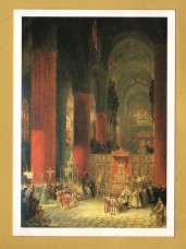 `Interior of the Cathedral of Seville, During the Ceremony of Corpus Christi, 1833 - David Roberts` - Postally Unused - Barbican Art Gallery Postcard.
