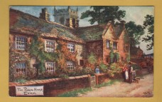 `Derbyshire Dales - `The Plague House, Eyam` - Oilette - 1356` - Postally Unused - Raphael Tuck & Sons Postcard.
