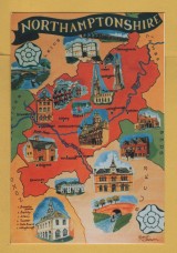 `Map of Northamptonshire` - Postally Unused - Photographic Heritage Postcard `Map of Northamptonshire` - Postally Unused - Photographic Heritage Postcard