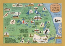 `Map of The Norfolk Broads` - Postally Unused - J.Salmon Postcard `Map of The Norfolk Broads` - Postally Unused - J.Salmon Postcard