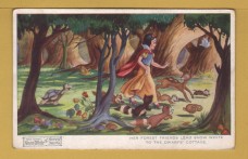 `Scenes from the Famous Walt Disney Film "SNOW WHITE"`- 4168 - Postally Unused - c1940 - Valentine`s & Sons Postcard.