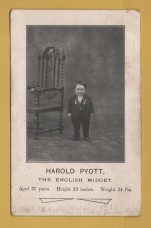 `HAROLD MYOTT, The English Midget` - Postally Unused - c1925 - Harold Myott Postcard.