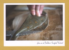 `Join us at Pladstow Seafood School, South Quay, Padstow`- Postally Unused - Rick Stein Postcard.