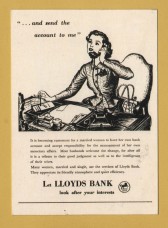 `Lloyd`s Bank advert 1949` from 2015 - Postally Unused - Lloyd`s Postcard.