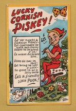 `Lucky Cornish Piskey!`- Postally Used-1979 - J.Salmon Postcard.