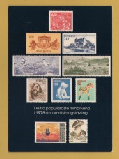 `Sweden - The ten most popular stamps in the 1978 voting competition`- Postally Unused - Post Office Postcard.