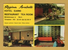`Regina Arabelle - Hotel Garni Restaurant Tea Room - Bern`- Postally Unused - Wettingen Advertising Agency Postcard.