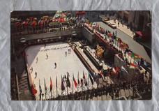 `Rockerfeller Plaza Skating Rink`- Postally Used - New York August 16 1959 Postmark with Slogan - Alma Postcard