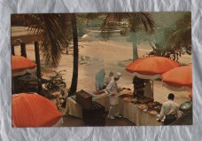 `Seaside Luncheon - Caneel Plantation, St John, U.S Virgin Islands` - Postally Used - Charlotte Amelie April 24 1964 Postmark - H.S Crocker Co. Postcard