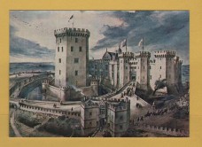 `Raglan Castle, Gwent, Reconstruction Drawing by Alan Sorrell` - Postally Unused - HMSO Postcard.