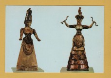 `Heraklion Museum - `Faience Snake Godesses. From Knossos`` - Postally Unused - E.Tzaferis Postcard.
