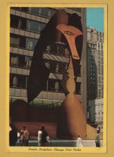 `Picasso Sculpture, Civic Center, Chicago, Illinois` - Postally Used-1977 - Curteichcolor Postcard. `Picasso Sculpture, Civic Center, Chicago, Illinois` - Postally Used-1977 - Curteichcolor Postcard.