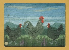 `Three Chickens, Rag Rug by Emma Tennant` - Postally Used-1994 - Frederica Freer Postcard. `Three Chickens, Rag Rug by Emma Tennant` - Postally Used-1994 - Frederica Freer Postcard.