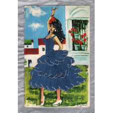 Embroidered Flamenco Dancer - Posted in France - Postally Used - Rouen Republic Francais Frank - Savir Postcard