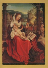 `Madrid, Museo del Prado - Madonna and Child by Bernard van Orly` - Postally Unused (although message written to rear) - Medici Society Postcard.