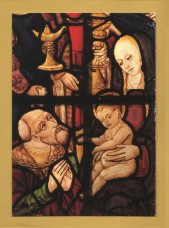 `Detail from the Oratory stained glass windows, Hengrove Hall, Suffolk` - Postally Unused - Beric Tempest Postcard.