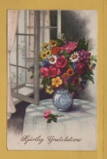`Heartfelt Congratulations`- Swedish Card - Postally Used-1955 - hWb Postcard.