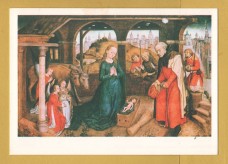 `Adoration of the Shepherds 15th cent Flemish` - Postally Unused - National Gallery of Scotland Postcard.