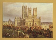 `Lincoln Cathedral from the Castle by Frederick MacKenzie` - Postally Unused - Usher Gallery, Lincoln Postcard