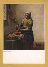 `Amsterdam, Rijksmuseum - The Cook by Joh Vermeer van Delft` - Postally Unused - Museum Postcard.