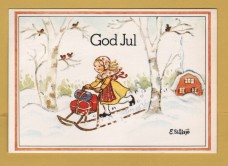 `Merry Christmas by E.Slalsjo`- Swedish Card - Postally Used-1977 - fra meg til deg Postcard.