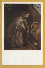 `St Francis and the Skull by El Greco` - Postally Unused - Arthur J.Heliochrome Postcard.