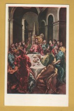 `The Feast in the House of Simon by El Greco (Dominico Theotocopuli)` - Postally Unused - Arthur J.Heliochrome Postcard.