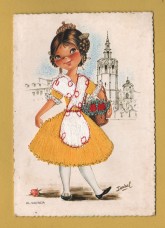 `Spanish Needlework Postcard by Isabel` - Valencia - Postally Used-1974 - Alcala Postcard.