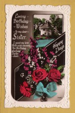 `Loving Birthday Wishes to my Dear Sister` - Postally Used-1936 - The Windsor Series Postcard.