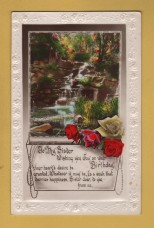 `To My Sister Wishing You Joy On Your Birthday` - Postally Unused (although message written to rear) - Producer Unknown Postcard.