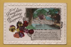 `To My Daughter, Birthday Happiness` - Postally Unused (although message written to rear) - Producer Unknown Postcard.