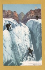 `On The Glacier. A Perilous Climb` - Postally Unused - Phototype Co. Postcard.
