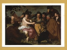 `The Drunkards or The Triumph of Baccus by Diego Velazquez` - Postally Unused (although message written to rear) - Museo del Prado Postcard.