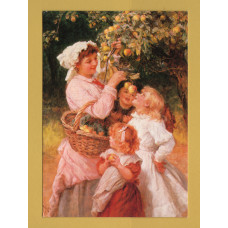 `Picking Apples - Frederick Morgan` - Postally Unused - The Medici Society Ltd Postcard.