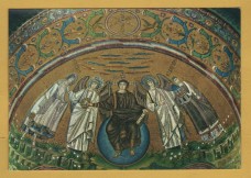 `Ravenna St Vitalis (6th Century) - Apse Vault: The Redemptor between Two Angels and St Vitalis and Ecclesius` - Postally Unused - Fratelli Leonardi Postcard.