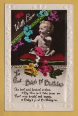 `To Greet Baby`s 1st Birthday` - Postally Unused - Unknown Producer. `To Greet Baby`s 1st Birthday` - Postally Unused - Unknown Producer.