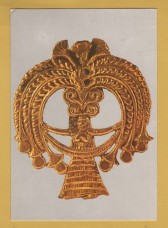 `Athens, National Museum - Gold Head of a Pin from Grave lll of Mycenae` - Postally Unused - Hannibal Postcard.