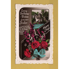 `Loving Birthday Wishes to my dear Sister` - Postally Used - Swansea. Glam 13th August 1936 Postmark - Windsor Series Postcard.