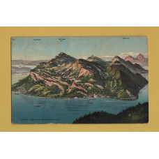`14156 Rigi vom Burgenstock aus` - Postally Used - Rigi Kulm 16th September 1913 Postmark - Wehrli A.-G Postcard.