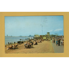 `Beach and Clarence Pier, Southsea` - Postally Used - Portsmouth & Southsea 9th September 1975 Postmark with Slogan - Dixon-Lotus Postcard.