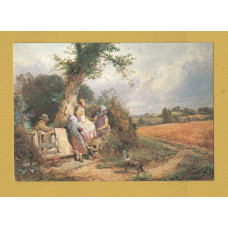 `Young Gleaners Resting - Myles Birket Foster` - Postally Unused - The Medici Society Postcard.