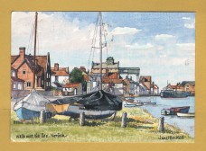 `East End, Wells next the Sea by Janet Beckett` - Postally Used-1992 - Norfolk Central Printers Postcard.