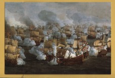 `The Battle of the Texel by Willem Van  De Velde the Elder` - Postally Unused - National Trust Postcard.