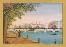 `The Quays of Paris by Fanch` - Postally Unused (although message & stamps to rear) - Artertre Postcard.