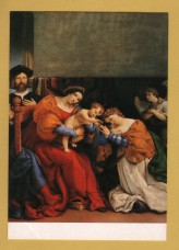 `Mystical Marriage of St Catherine by Lorenzo Lotto` - Postally Unused - Accademia Carrara Postcard. `Mystical Marriage of St Catherine by Lorenzo Lotto` - Postally Unused - Accademia Carrara Postcard.