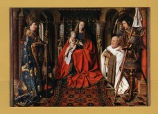 `The Madonna with Canon Joris Van der Paele, St Donaas and St Joris by Jan Van Eyck` - Postally Unused - Nels Postcard.