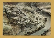 `Chesters Roman Fort, Northumberland 1966 by Alan Sorrell` - Postally Unused - Ministry of Public Buildings Postcard.